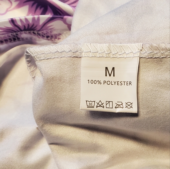 Purple Hibiscus Print Tropical Print Tube Dress - Picture 6 of 7